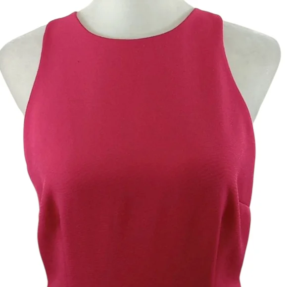 KEEPSAKE the Label Intrigue Asymmetrical Hi Low Midi Dress in Lipstick Rose